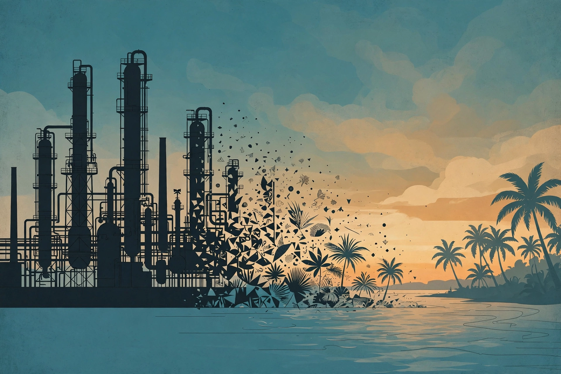 The Refinery That Went Home — editorial illustration